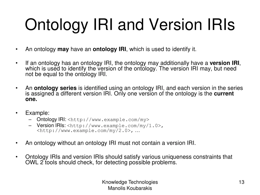 ontology iri and version iris