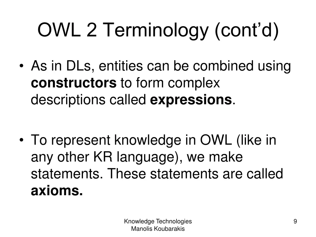 owl 2 terminology cont d