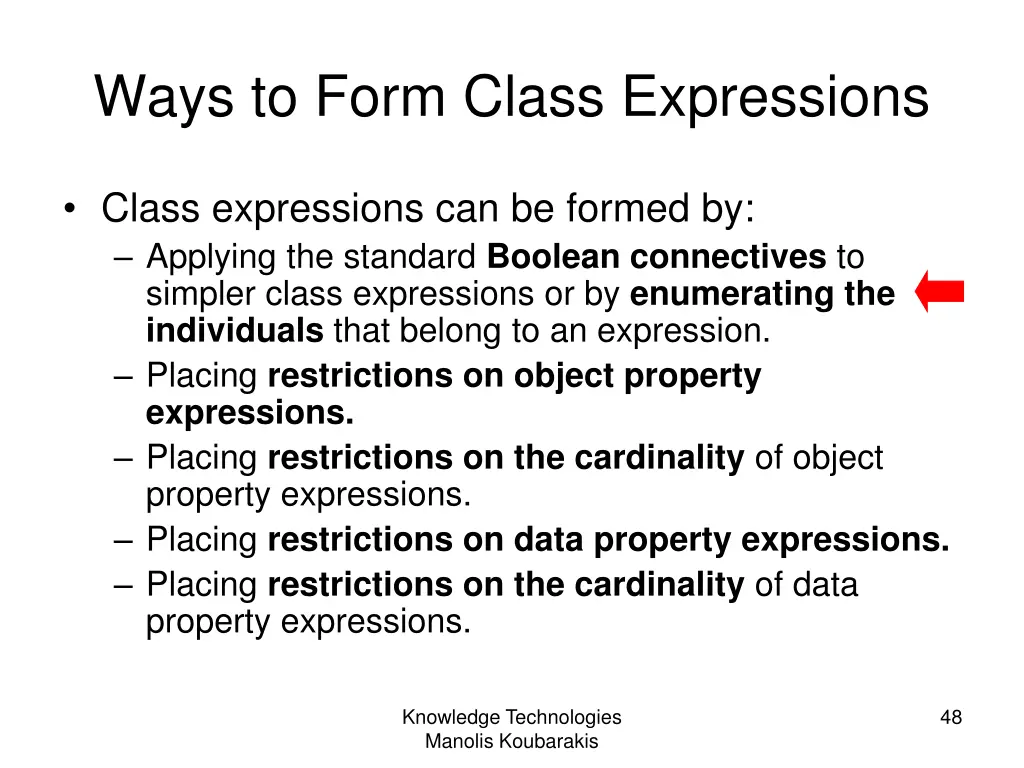 ways to form class expressions