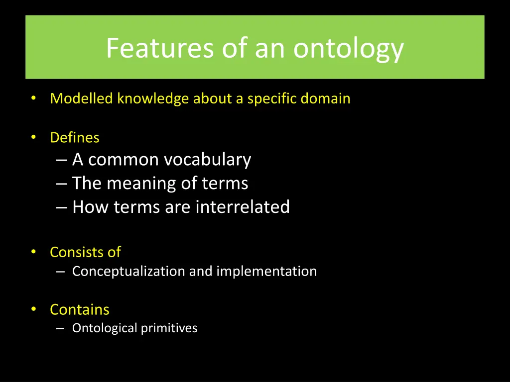 features of an ontology