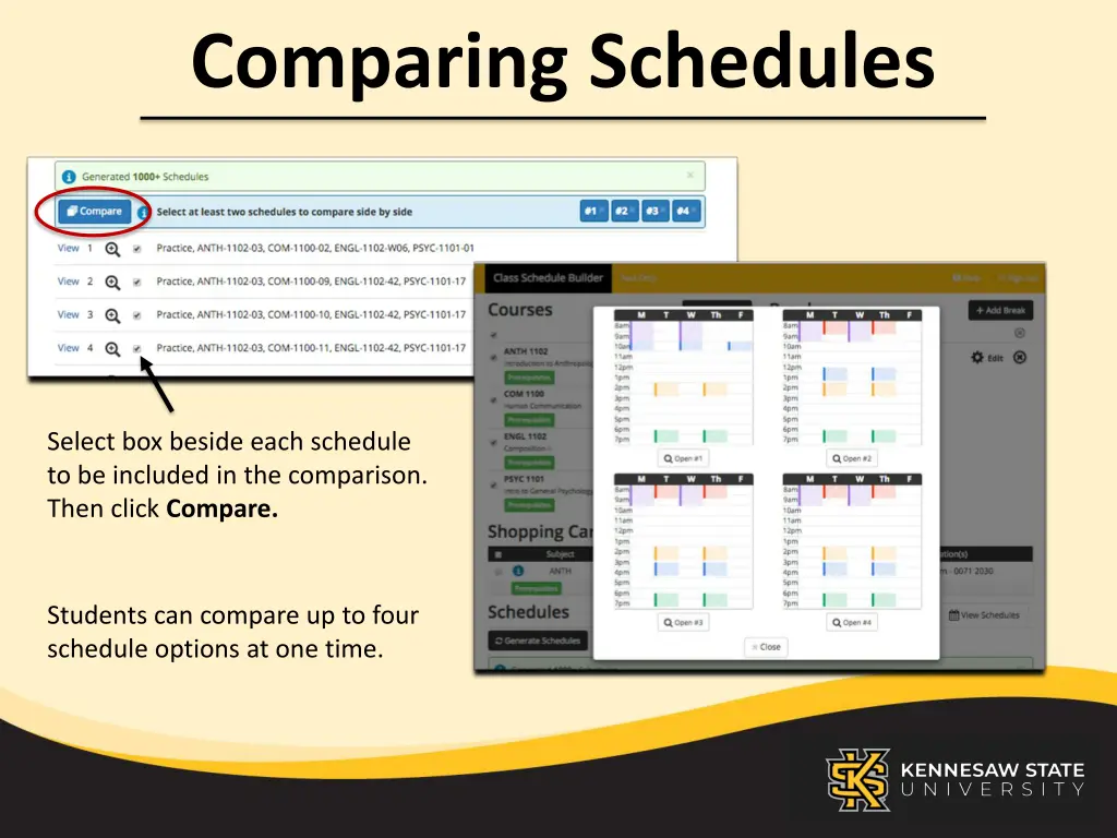 comparing schedules