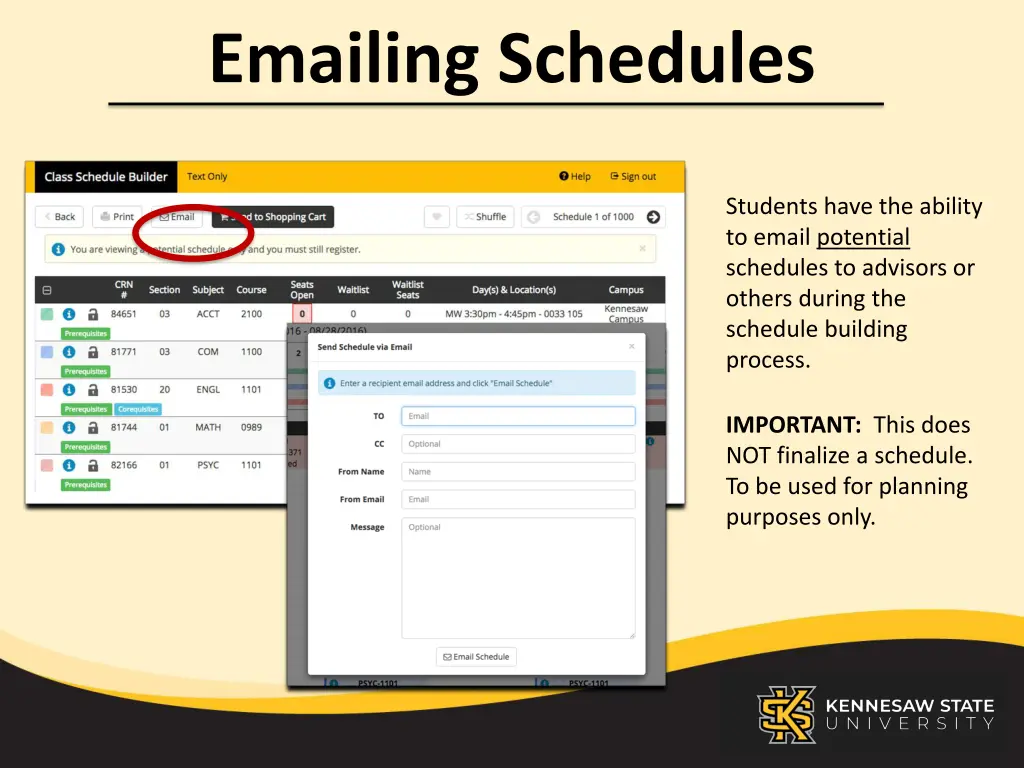 emailing schedules