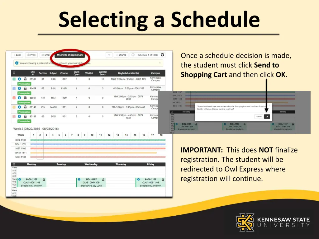 selecting a schedule