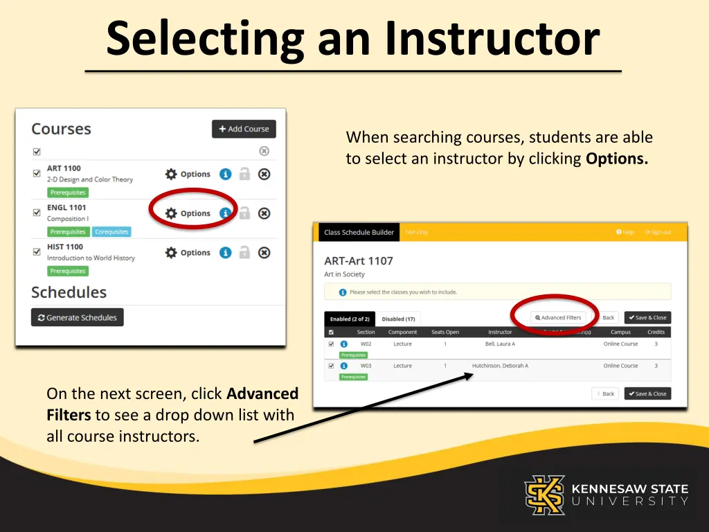 selecting an instructor