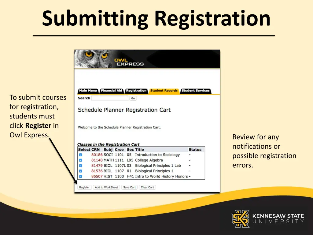 submitting registration