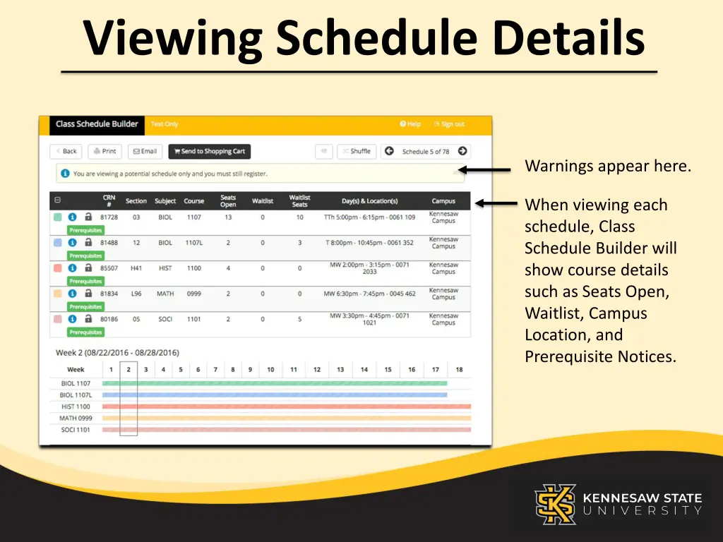 viewing schedule details