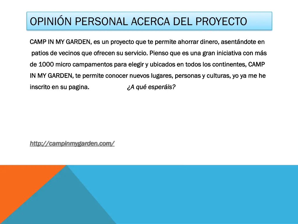 opini n personal acerca del proyecto