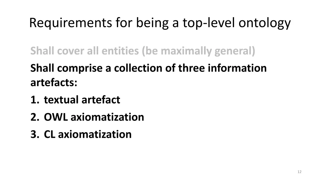 requirements for being a top level ontology 2