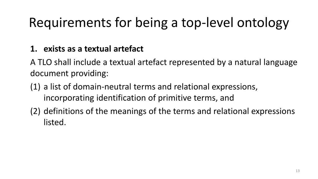 requirements for being a top level ontology 3