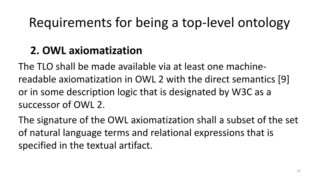 requirements for being a top level ontology 4