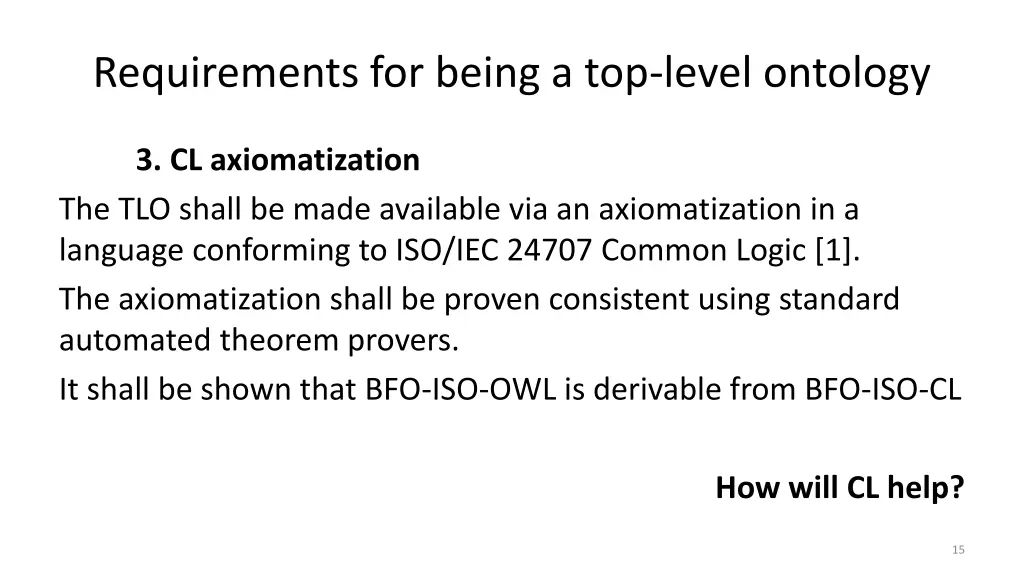 requirements for being a top level ontology 5