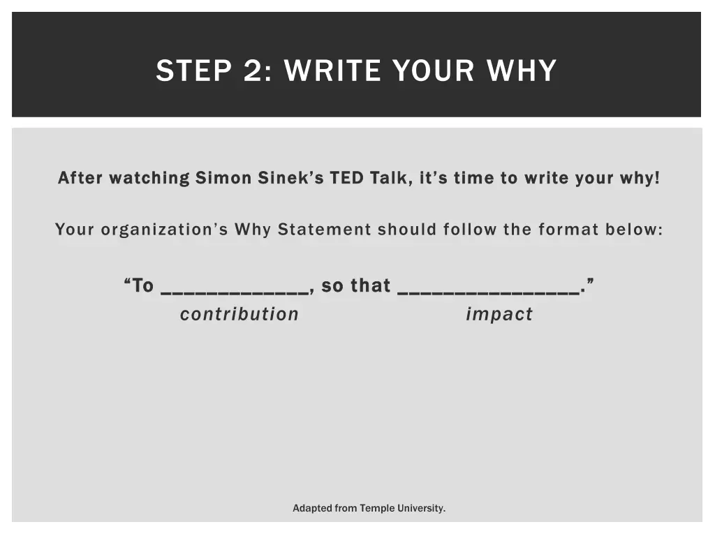 step 2 write your why