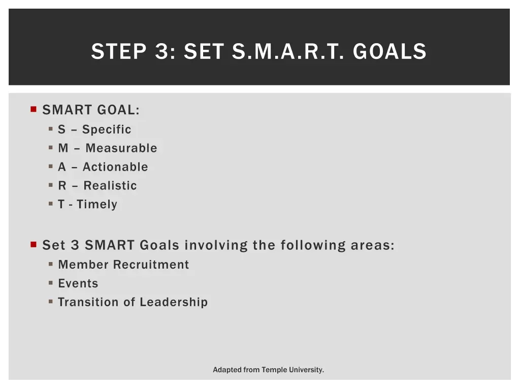 step 3 set s m a r t goals