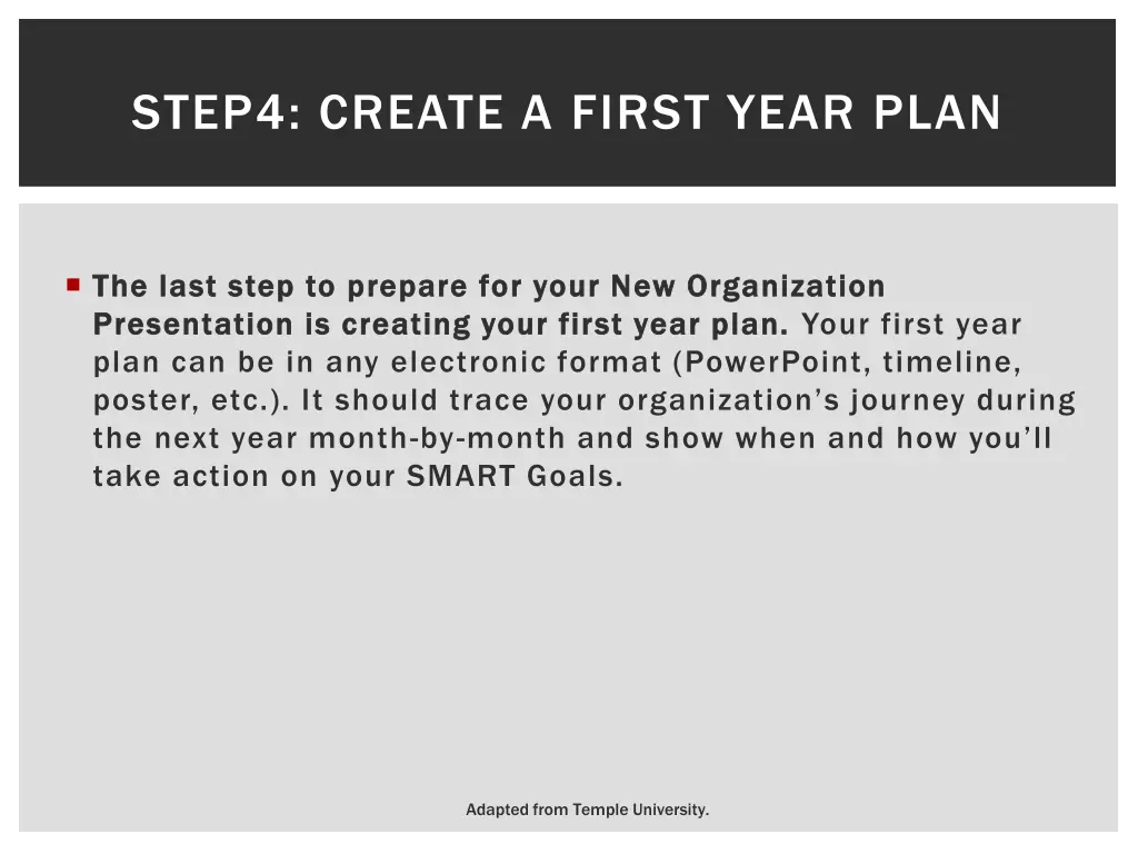 step4 create a first year plan