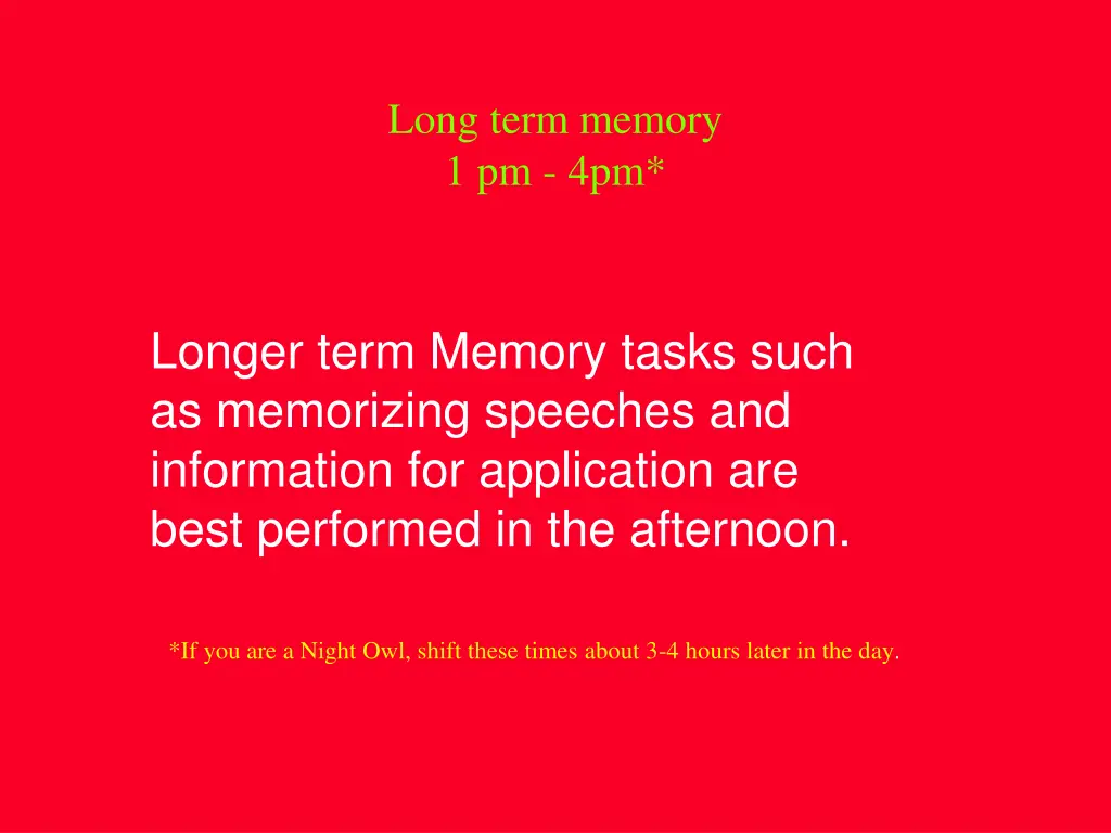 long term memory 1 pm 4pm