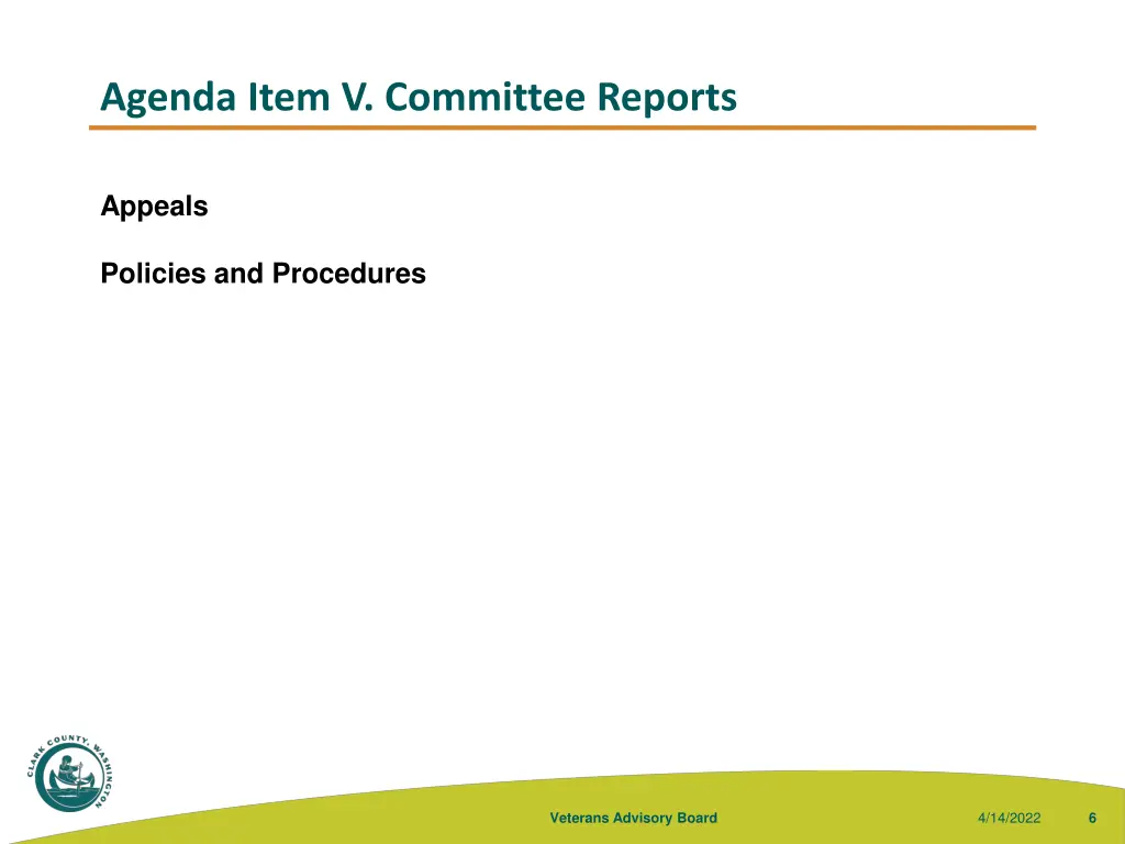 agenda item v committee reports