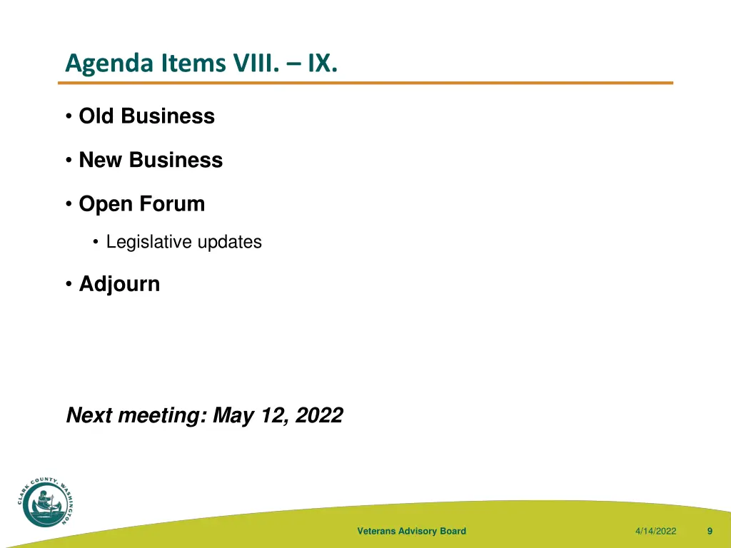 agenda items viii ix