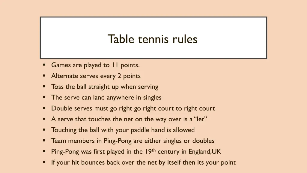 table tennis rules