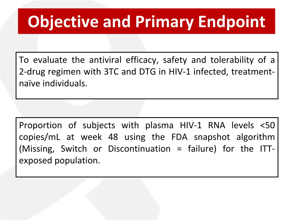 objective and primary endpoint