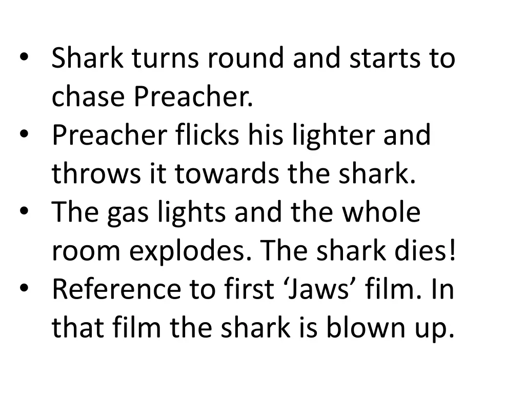 shark turns round and starts to chase preacher