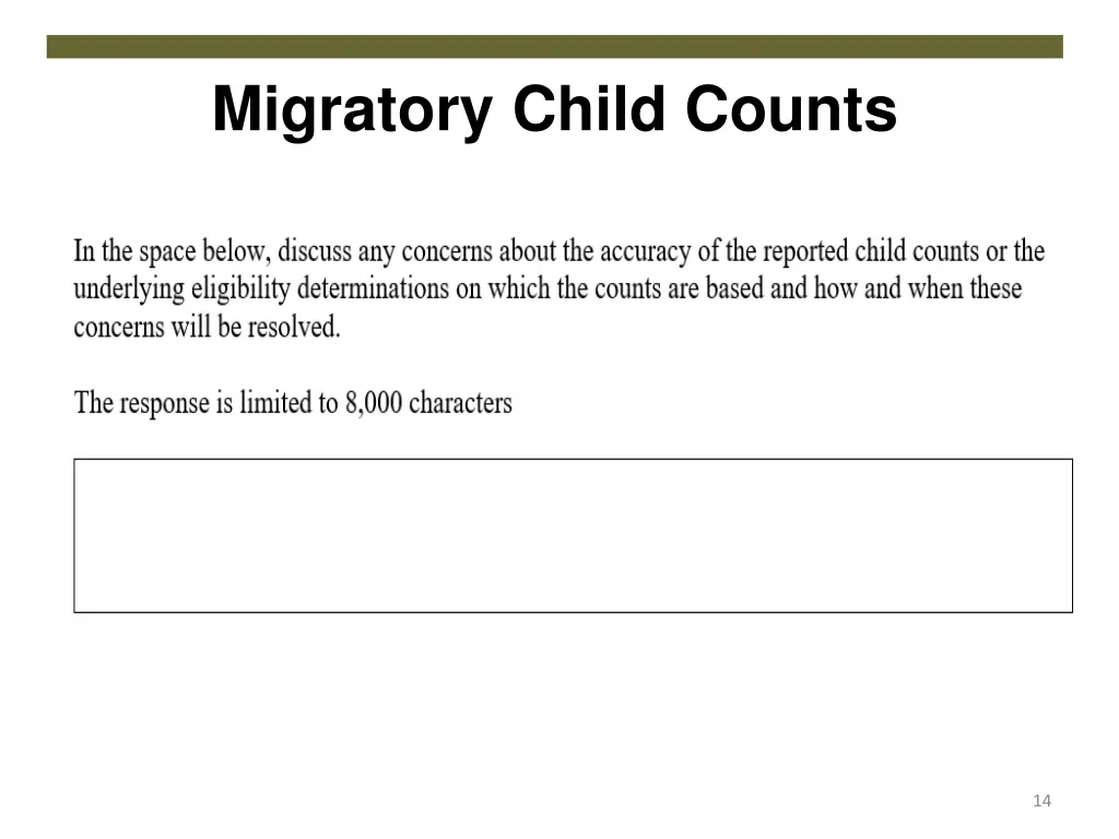 migratory child counts