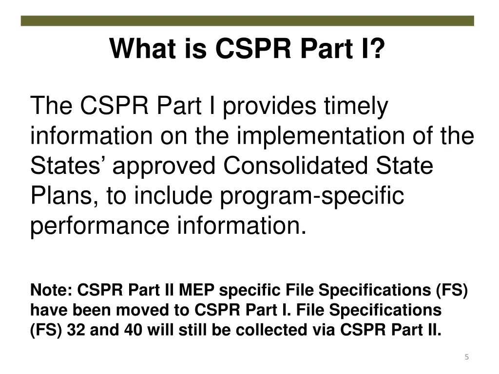 what is cspr part i