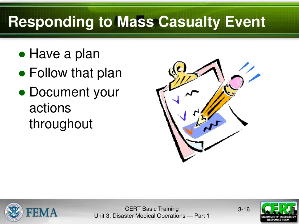 responding to mass casualty event