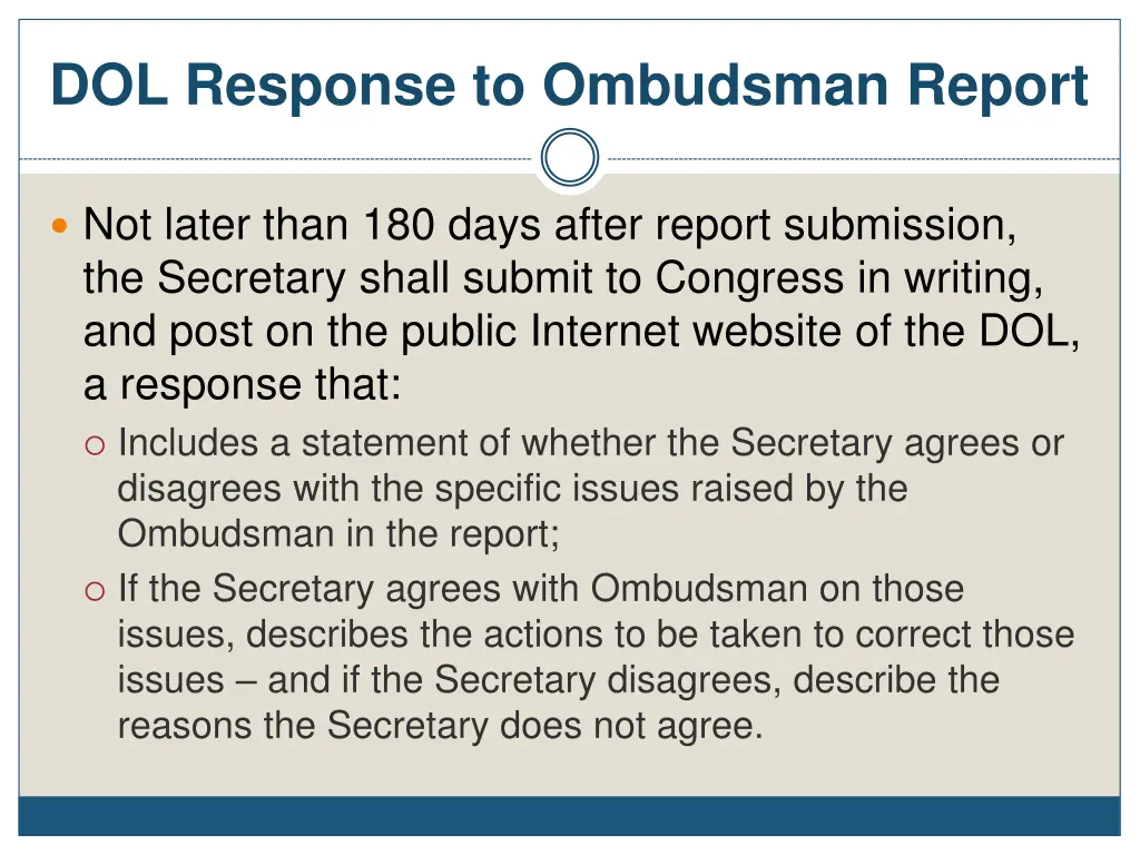 dol response to ombudsman report