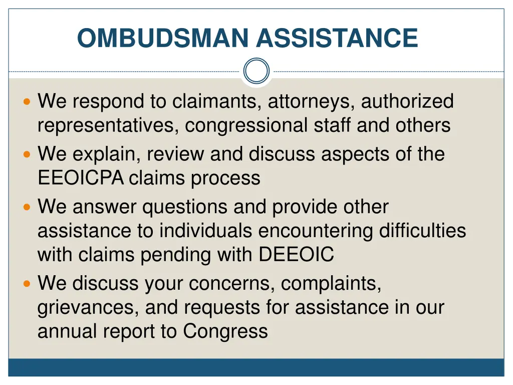 ombudsman assistance