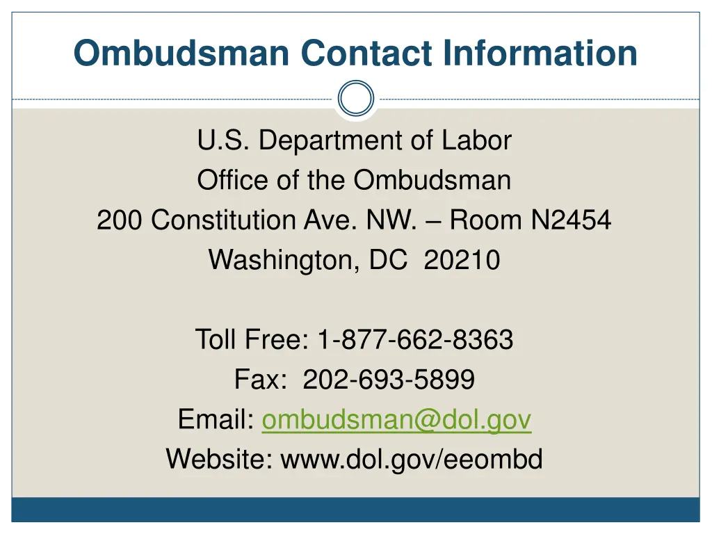 ombudsman contact information