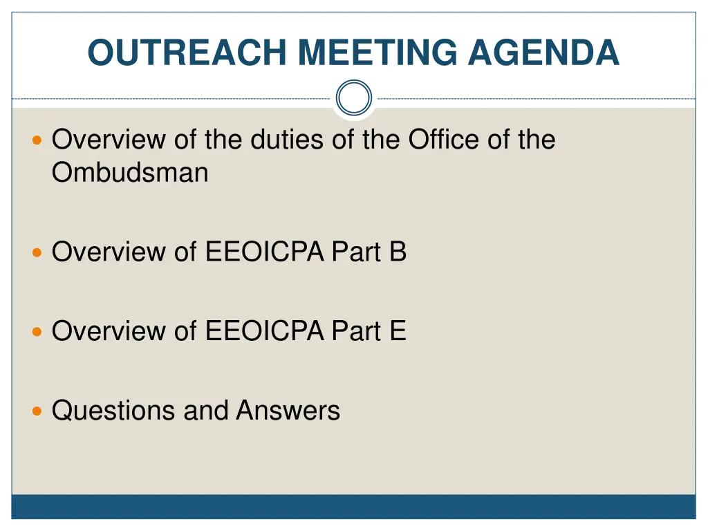 outreach meeting agenda