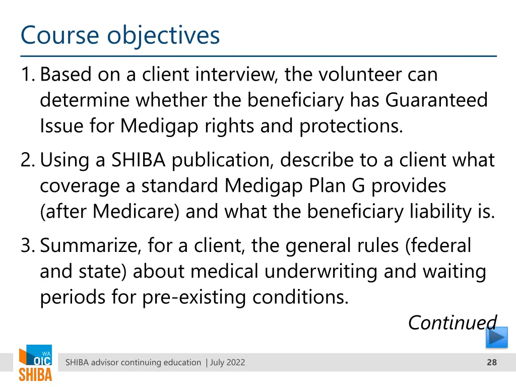 course objectives 1 based on a client interview