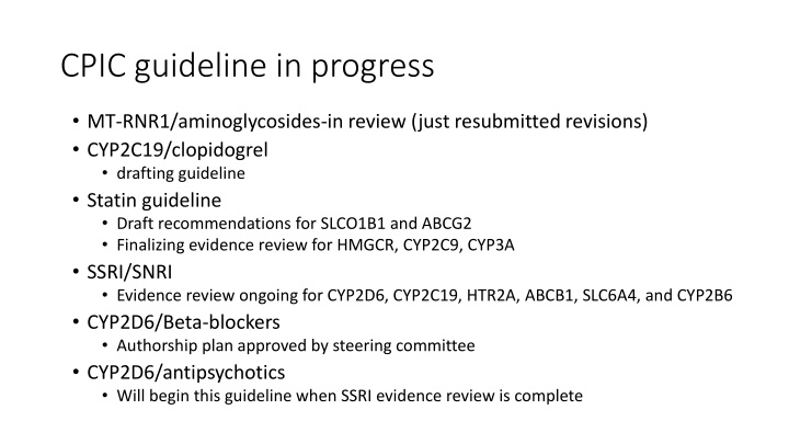 cpic guideline in progress