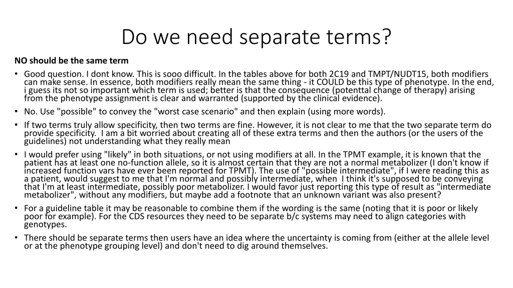 do we need separate terms 1