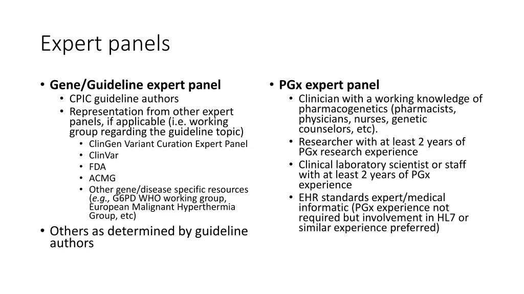 expert panels