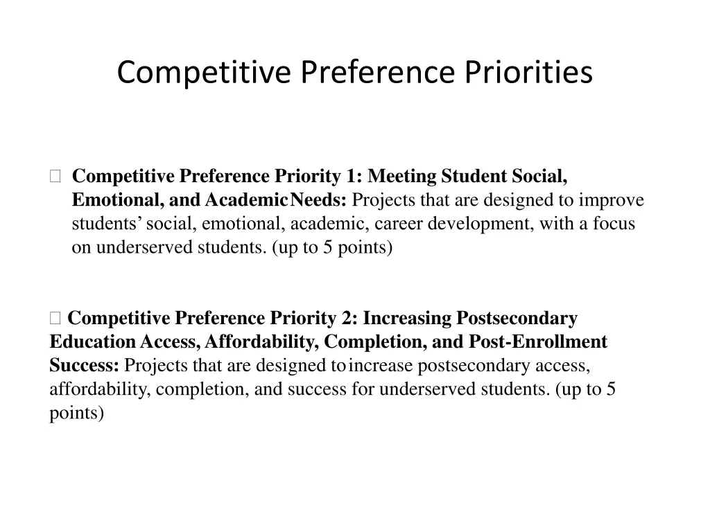 competitive preference priorities