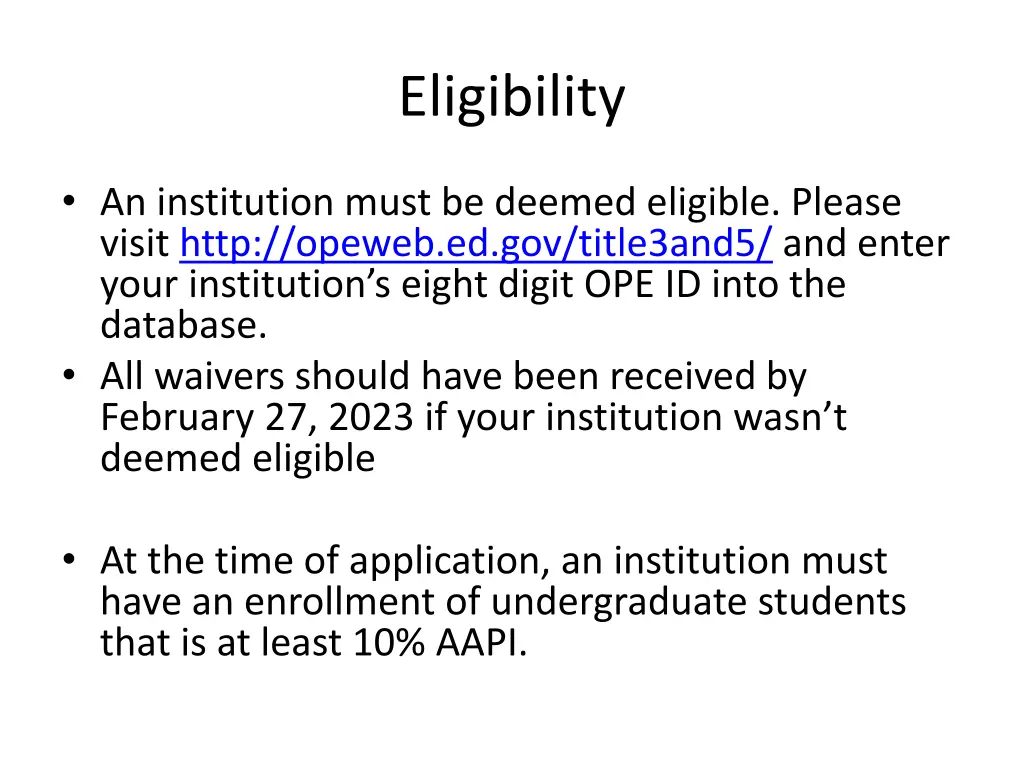 eligibility