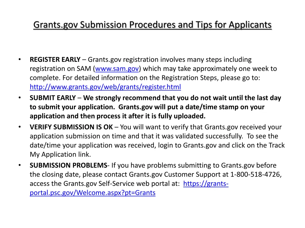 grants gov submission procedures and tips