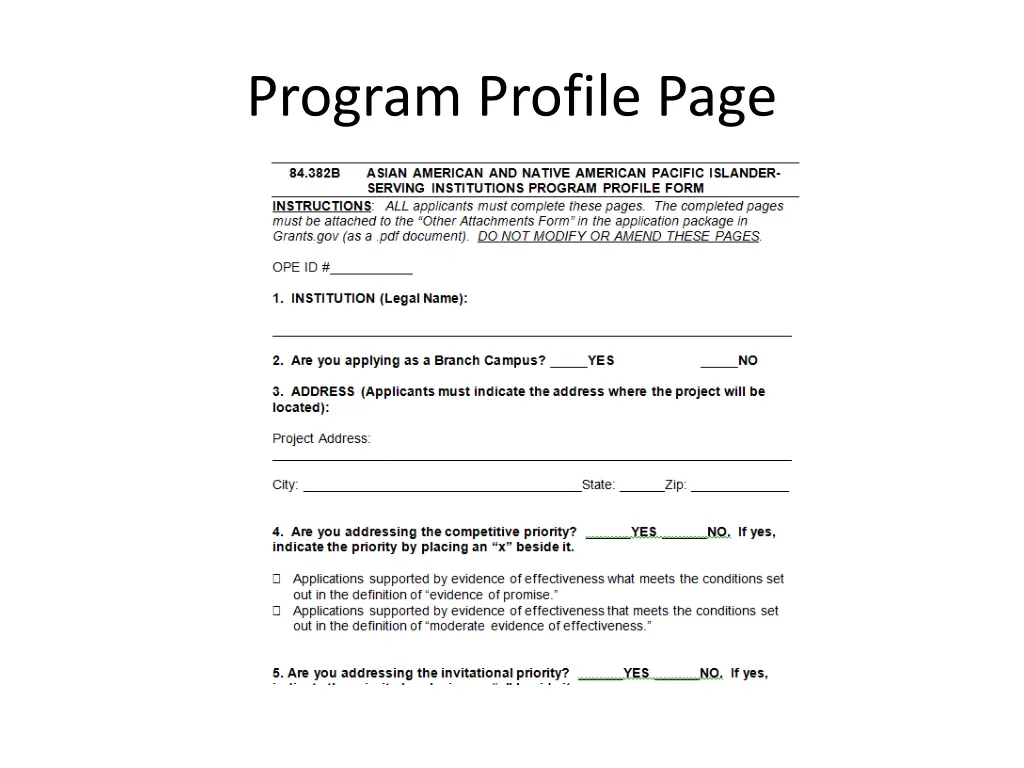 program profile page