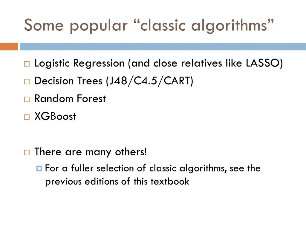 some popular classic algorithms