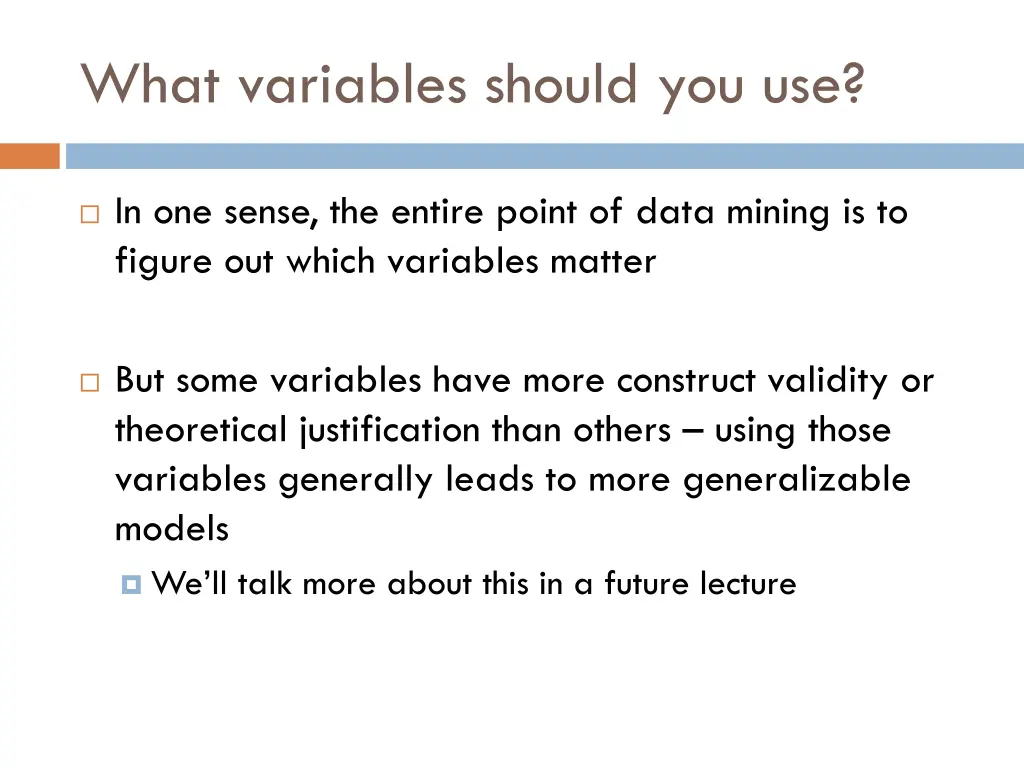 what variables should you use 1