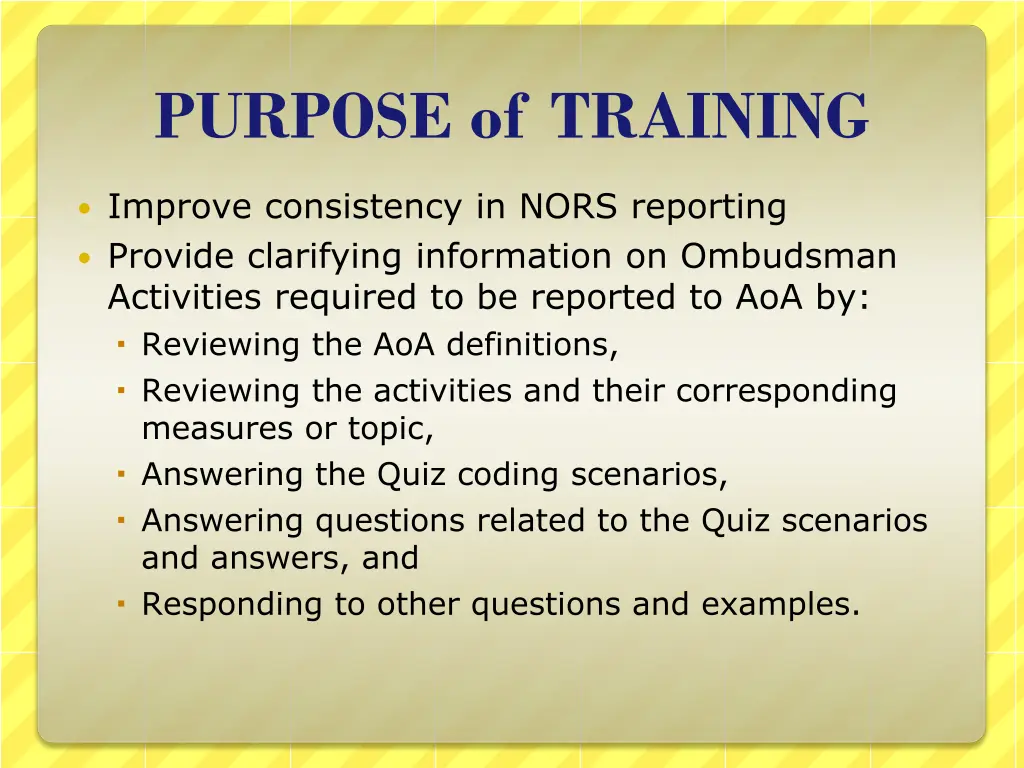 purpose of training