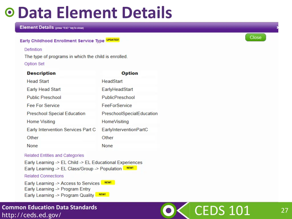 data element details