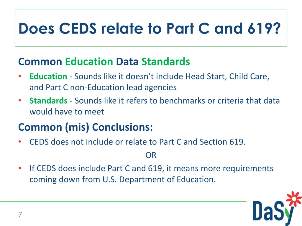 does ceds relate to part c and 619