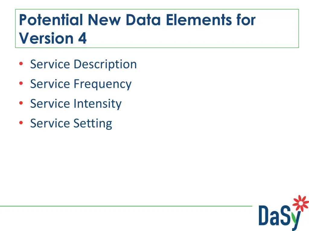 potential new data elements for version 4