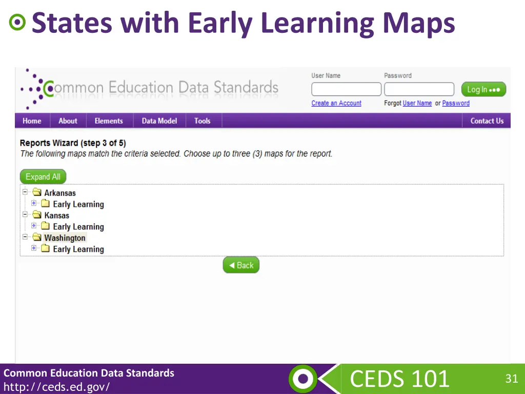 states with early learning maps