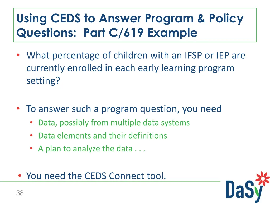 using ceds to answer program policy questions