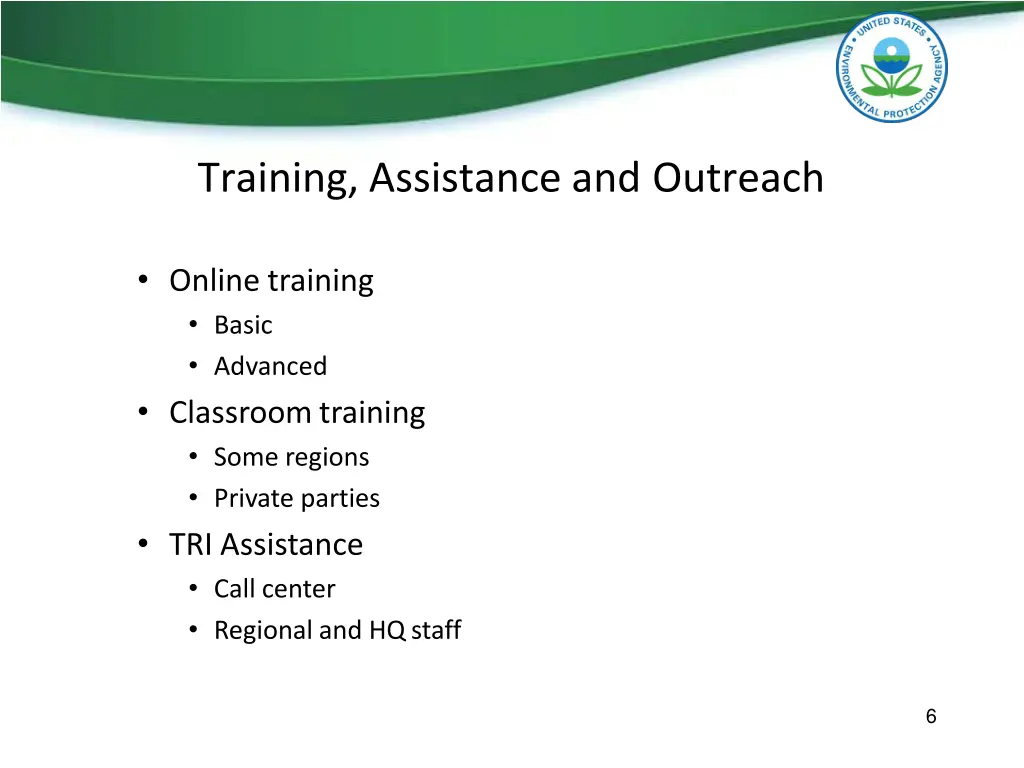 training assistance and outreach