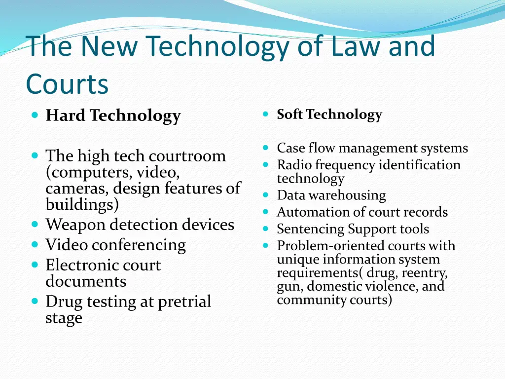 the new technology of law and courts hard