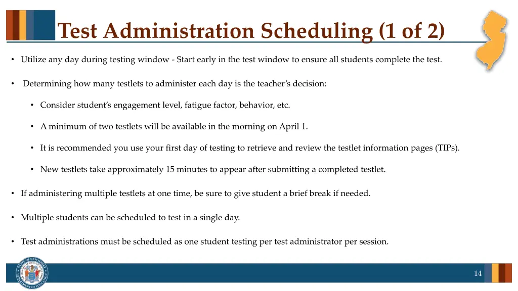 test administration scheduling 1 of 2